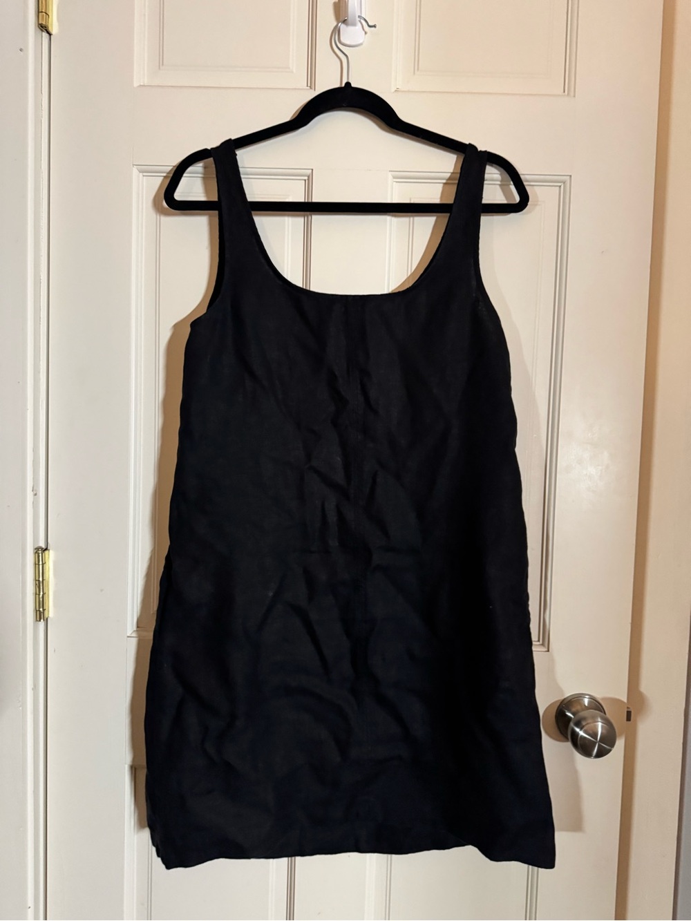 NWT Madewell 100% Linen Scoopneck Mini Shift Dress Black M
